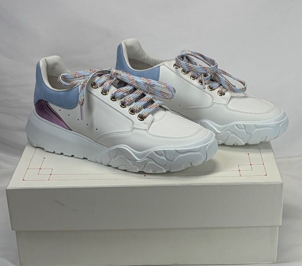 Alexander McQueen Women's Court Trainer White/Blue EU 41 US 11 SPB JA-359689
